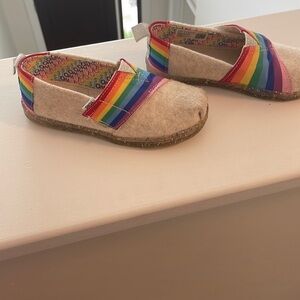 TOMS toddler rainbow color slip on shoes